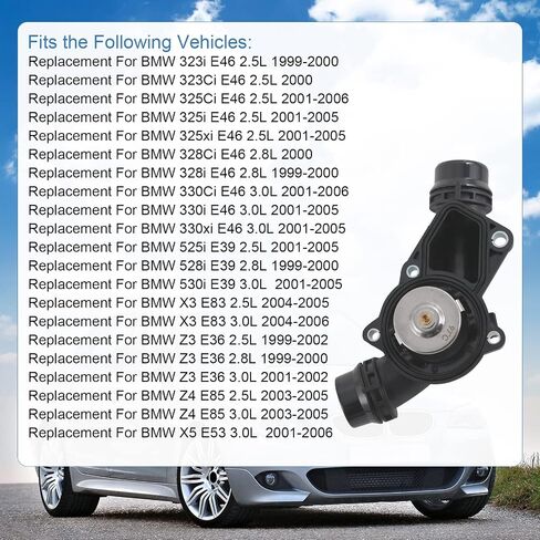 مجموعة ترموستات مع غطاء - 11531437040، منظم حرارة مبرد المحرك، لسيارة BMW E46 E39 X5 X3 Z3 Z4 325i 330i 525i 530i، استبدال # 11537509227 11530139877 11531436823 (11537509227) in Saudi Arabia