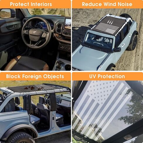 مظلة BESTAOO لملحقات Ford Bronco 2021 2022 2023 2024 2 باب، غطاء علوي شبكي أمامي لمظلة الشمس Bimini لباب Bronco 2 - تحجب الأشعة فوق البنفسجية والرياح والضوضاء in Kuwait