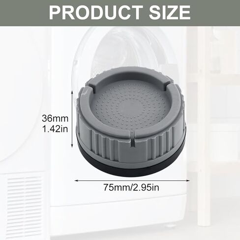 4Pcs Anti Vibration Pads for Washing Machin,Grey Anti Vibration Pads,Siliocne Noise Dampening Protects Floor Reusable Heavy Duty Anti Vibration Pad for Most Furniture in Kuwait