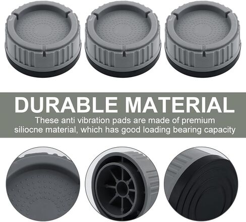 4Pcs Anti Vibration Pads for Washing Machin,Grey Anti Vibration Pads,Siliocne Noise Dampening Protects Floor Reusable Heavy Duty Anti Vibration Pad for Most Furniture in Kuwait