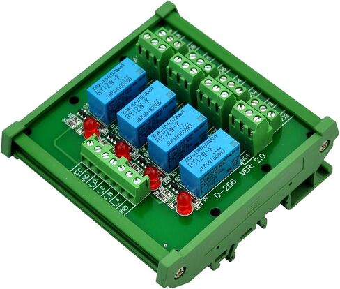 Electronics-Salon DIN Rail Mount 4 DPDT Signal Relay Interface Module, DC 12V Version. in Saudi Arabia