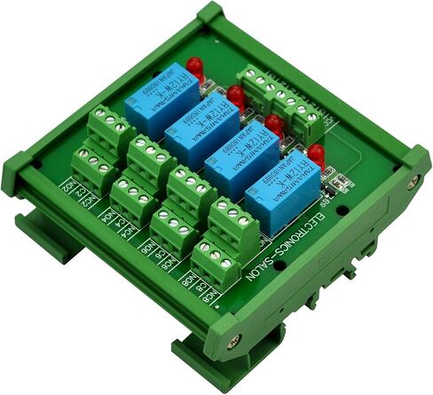 Electronics-Salon DIN Rail Mount 4 DPDT Signal Relay Interface Module, DC 12V Version. in Saudi Arabia