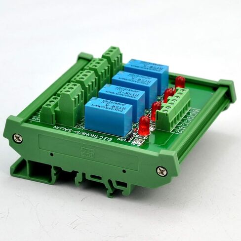 Electronics-Salon DIN Rail Mount 4 DPDT Signal Relay Interface Module, DC 12V Version. in Saudi Arabia