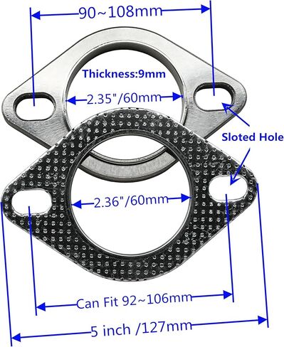 1.75 بوصة 2-بولت مجموعة توصيل شفة العادم، شفة وحشية لرؤوس العادم توربو النازل Catback الفولاذ المقاوم للصدأ 45 مم in Kuwait