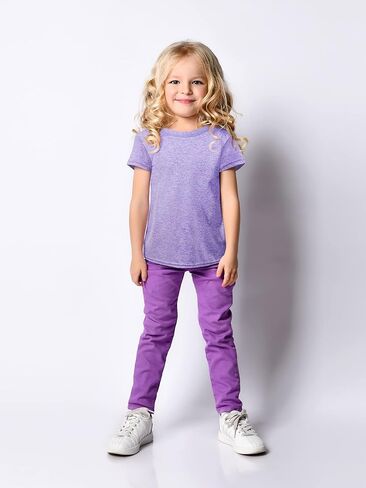 تي شيرت بناتي مناسب للجفاف مكون من 5 قطع، تي شيرت للأطفال برقبة دائرية، تي شيرت رياضي نشط للأداء الرياضي، قميص يومي كاجوال للأطفال in Kuwait