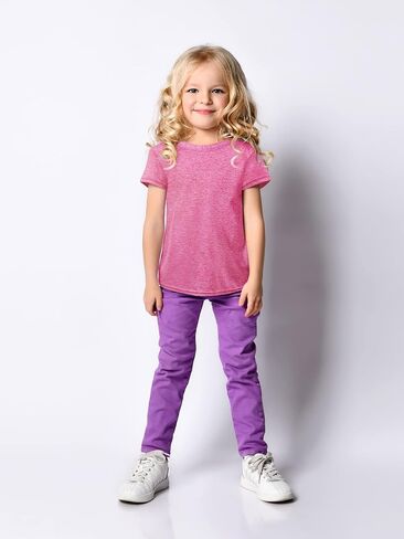 5 Pack Girls Dry-Fit T-Shirt Kids Crew Neck Active Athletic Performance T-Shirt Casual Daily Shirt for Kids in Saudi Arabia