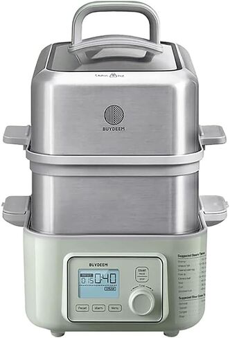 BUYDEEM G67US-A503 Electric Food Steamer for Cooking, 2 Tire Stainless Steel Steamer with Manual Mode, 1500W, 14 Quart, Green in Saudi Arabia
