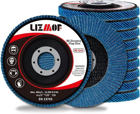 Flap Disc 4-1/2 x 7/8 Inch for Angle Grinder, 60 Grit Flap Wheel for General Purpose Metal & Stainless Steel, Type 29 Grinding Wheel, Zirconia Abrasive Grinding Disc, 90 Beveled Blades, 10PACK in Saudi Arabia