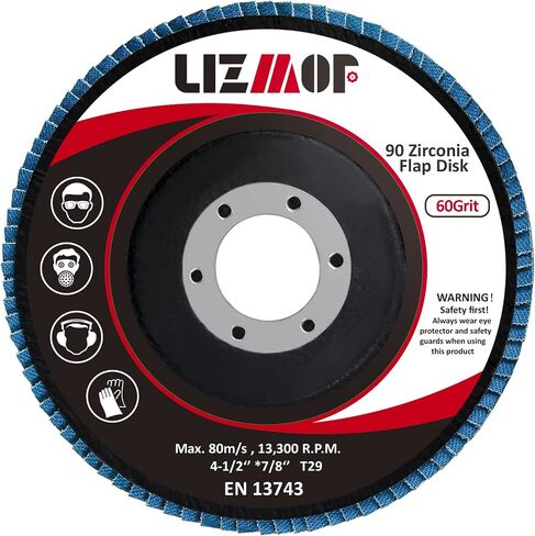 Flap Disc 4-1/2 x 7/8 Inch for Angle Grinder, 60 Grit Flap Wheel for General Purpose Metal & Stainless Steel, Type 29 Grinding Wheel, Zirconia Abrasive Grinding Disc, 90 Beveled Blades, 10PACK in Saudi Arabia
