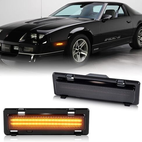 مصابيح إشارة جانبية LED من Gempro متوافقة مع 1982-1992 Chevy Camaro Pontiac Firebird مصابيح إشارة وقوف السيارات الأمامية قطعتين، لون كهرماني in Kuwait