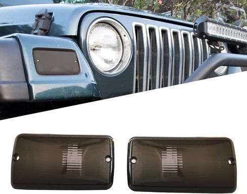 Compatible with 1997-2006 Jeep Wrangler Driver and Passenger Side Turn Signal Side Marker Light Lens Housing Replace for 55157033AA 55157032AA ;(Smoke Lens) in Saudi Arabia