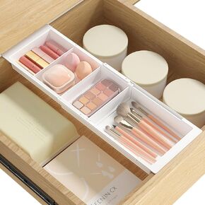 Lifewit Sliding Makeup Drawer Organizer Trays with Inserts, Extendable Hanging Desk Drawer Divider, Fits 13-20" Deep Drawers, 1.8" High Plastic Organizer Tray for Vanity, Office, Kitchen, Translucent in Saudi Arabia