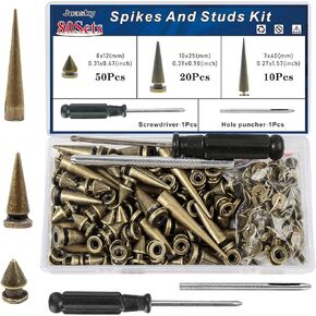 80sets Spike Studs for Clothing,Bronze Multi Spikes and Studs Kit for Clothes Crafts 7x40mm 10x25mm 8x12mm in Kuwait