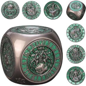 DND Spinner Dice, Unique Metal 7 in 1 D&D Cube Fidget Dice with 3D Relief for Dungeons and Dragon, Fantasy Role Playing Game Tabletop RPG Accessories Gift for DM & Player (Copper-Blue) in Kuwait