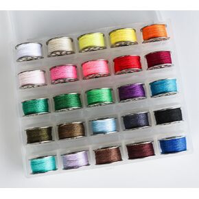 25pcs بكرات معدنية وخياطة خياطة مع قضية للمغني Babylock Janome Elna ، ألوان متنوعة قبل البكرات المسبقة ل Diyers in Kuwait