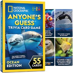National Geographic Anyone's Guess Ocean Animals Trivia Cards - Kids Trivia Card Game with 55 Jumbo Cards, Animal Games, Kids Trivia Game in Kuwait