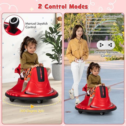Costzon 12V Kids Ride On Woveper ، سيارة كهربائية المصد مع عصا التحكم المزدوجة ، والتحكم عن بعد ، 360 درجة تدور ، وظيفة البدء البطيء ، مصابيح LED وموسيقى المرح ، حزام أمان قابل للتعديل ، المصد الناعم (الوردي) in Saudi Arabia