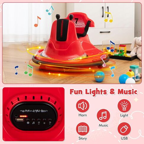 Costzon 12V Kids Ride On Woveper ، سيارة كهربائية المصد مع عصا التحكم المزدوجة ، والتحكم عن بعد ، 360 درجة تدور ، وظيفة البدء البطيء ، مصابيح LED وموسيقى المرح ، حزام أمان قابل للتعديل ، المصد الناعم (الوردي) in Saudi Arabia