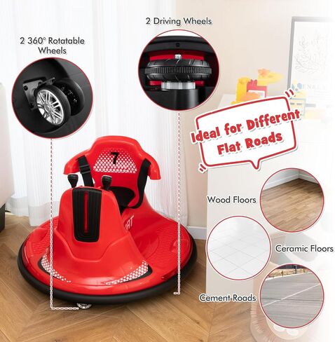 Costzon 12V Kids Ride On Woveper ، سيارة كهربائية المصد مع عصا التحكم المزدوجة ، والتحكم عن بعد ، 360 درجة تدور ، وظيفة البدء البطيء ، مصابيح LED وموسيقى المرح ، حزام أمان قابل للتعديل ، المصد الناعم (الوردي) in Saudi Arabia
