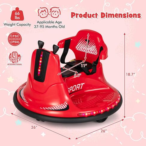Costzon 12V Kids Ride On Woveper ، سيارة كهربائية المصد مع عصا التحكم المزدوجة ، والتحكم عن بعد ، 360 درجة تدور ، وظيفة البدء البطيء ، مصابيح LED وموسيقى المرح ، حزام أمان قابل للتعديل ، المصد الناعم (الوردي) in Saudi Arabia