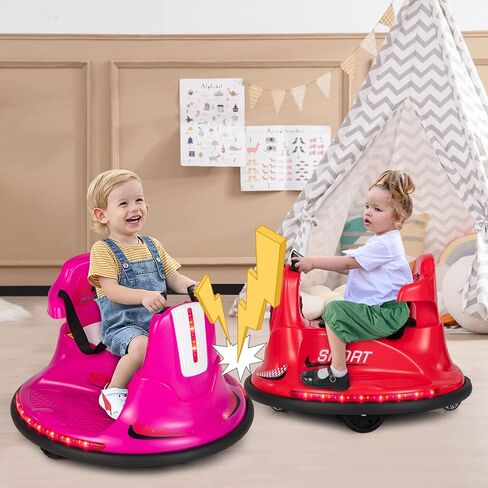 Costzon 12V Kids Ride On Woveper ، سيارة كهربائية المصد مع عصا التحكم المزدوجة ، والتحكم عن بعد ، 360 درجة تدور ، وظيفة البدء البطيء ، مصابيح LED وموسيقى المرح ، حزام أمان قابل للتعديل ، المصد الناعم (الوردي) in Saudi Arabia