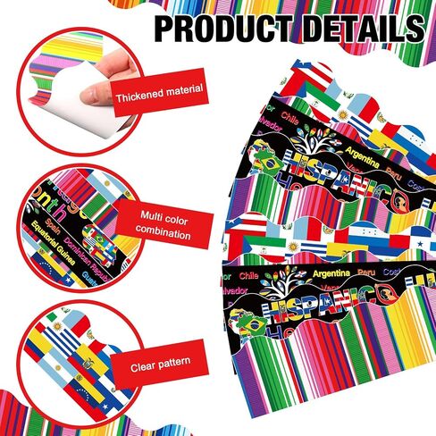 PasiMy 80 PCS التراث من أصل إسباني ديكورات الشهر اللاتيني الحدود تقليم الأزخار النشرة الإسبانية للحفلة من أصل إسباني إلى لوحة الجدران الدراسية المدرسية ، 4 تصميمات. in Saudi Arabia