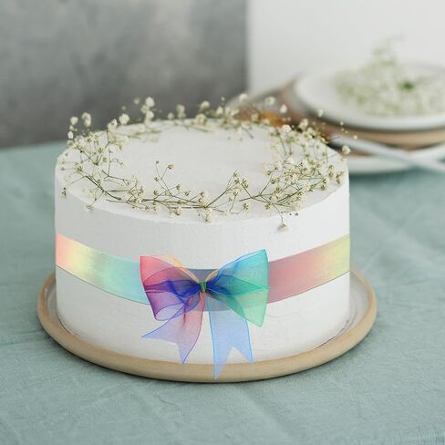 cobee 25 Yards Rainbow Ribbons, Organza Chiffon Ribbon for Gift Wrapping, Rainbow Satin Ribbon for Gift Wrapping Wedding Party Decoration(25 Yards) in Saudi Arabia