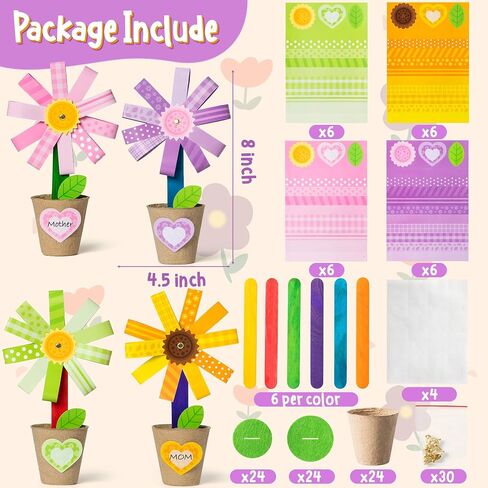 WATINC Foldable Flower Paper Pot Craft Kits - Make Your Back to School Standing Flowers Gift Crafts Decorations, Fun DIY Decor Home School Classroom Art Activities for Mom Kids (24Pcs) in Saudi Arabia
