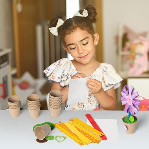 WATINC Foldable Flower Paper Pot Craft Kits - Make Your Back to School Standing Flowers Gift Crafts Decorations, Fun DIY Decor Home School Classroom Art Activities for Mom Kids (24Pcs) in Saudi Arabia