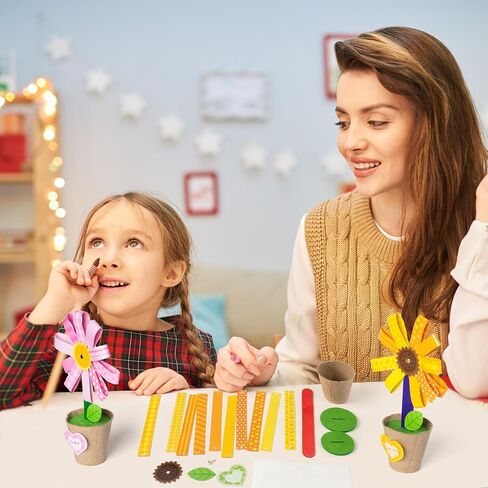 WATINC Foldable Flower Paper Pot Craft Kits - Make Your Back to School Standing Flowers Gift Crafts Decorations, Fun DIY Decor Home School Classroom Art Activities for Mom Kids (24Pcs) in Saudi Arabia