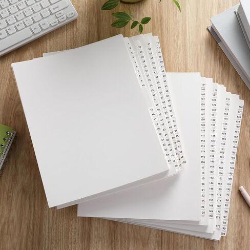 Yeaqee 1-200 Tab Dividers, Numbered Dividers, Un-Punched, Letter Size, White in Saudi Arabia