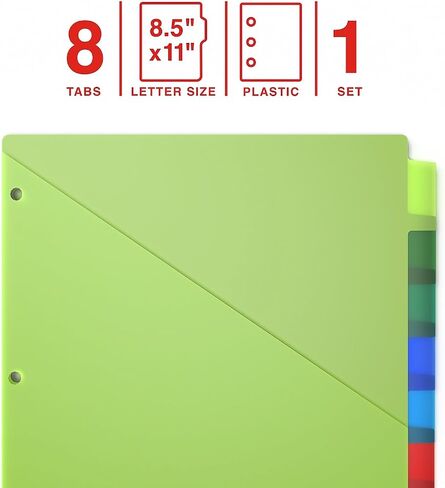 Staples Tab Tab Blasty Blastic اثنين من المقسمات القابلة للإدخال ، 8-Tabs ، متعدد الألوان (ST62971) in Kuwait