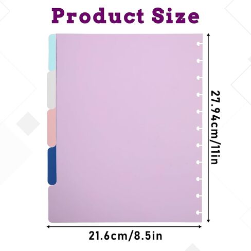 5 علامات التبويب Discbound Dividers ، مقسم الموثق البلاستيكي ، 11 مقسمات مخطط القرص ، ملاحظات أخذ نظام Discbound ، ملحقات مخطط المقسم متعدد الألوان للمكتب ، المدرسة ، اللون 2 in Kuwait