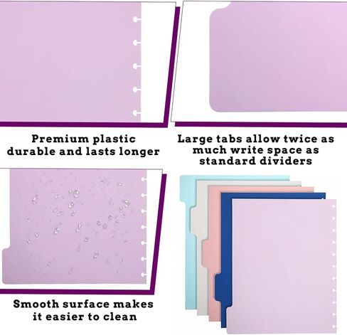5 علامات التبويب Discbound Dividers ، مقسم الموثق البلاستيكي ، 11 مقسمات مخطط القرص ، ملاحظات أخذ نظام Discbound ، ملحقات مخطط المقسم متعدد الألوان للمكتب ، المدرسة ، اللون 2 in Kuwait