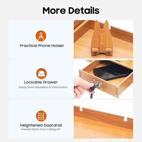 Wood Computer Monitor Stand, Computer Rack with Adjustable Desktop Storage Organizer and Drawer, Tabletop Monitor Stand for Computer Printer Cellphone in Kuwait