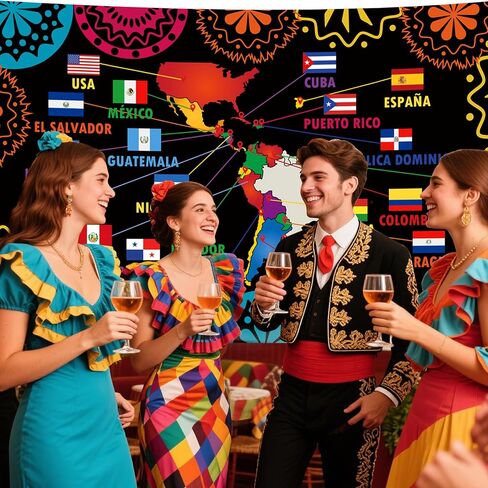 Hispanic Heritage Month Decorations – Latin American Flag Map Banner,Hispanic Heritage month Backdrop for Classroom Home Wall Decor(5.9×3.6ft) in Kuwait