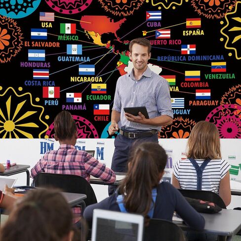Hispanic Heritage Month Decorations – Latin American Flag Map Banner,Hispanic Heritage month Backdrop for Classroom Home Wall Decor(5.9×3.6ft) in Kuwait