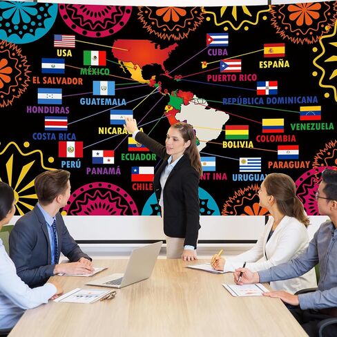 Hispanic Heritage Month Decorations – Latin American Flag Map Banner,Hispanic Heritage month Backdrop for Classroom Home Wall Decor(5.9×3.6ft) in Kuwait