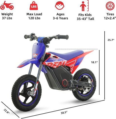 RFN SX-E350 36V Electric-Dirt-Bike, MAX 500W Electric Motorcycle 18.6 mph Max Speed & 11.2 Mile Range, 3-Speed Electric Bike for Kids Ages 4-8 in Saudi Arabia