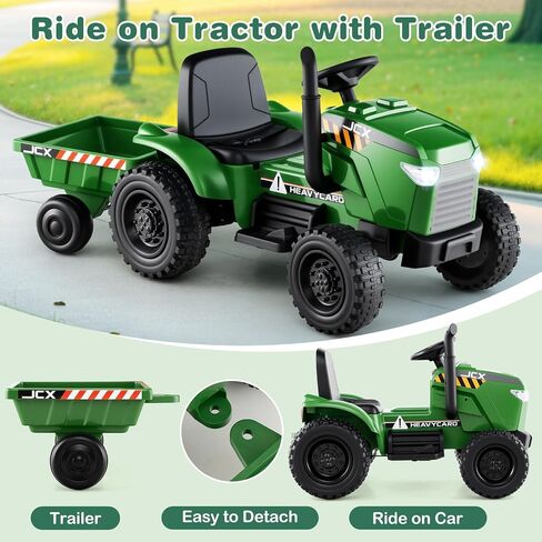 Costzon Ride On Tractor مع Trailer ، و 12 V للبطارية الكهربائية مع التحكم عن بعد ، والموسيقى والأضواء ، وركوب جرار الأطفال على عجلات Eva المقاومة للصدمات ، والهدية (إطارات إيفا ، الأخضر الداكن) in Saudi Arabia