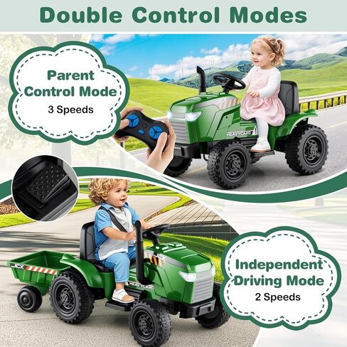 Costzon Ride On Tractor مع Trailer ، و 12 V للبطارية الكهربائية مع التحكم عن بعد ، والموسيقى والأضواء ، وركوب جرار الأطفال على عجلات Eva المقاومة للصدمات ، والهدية (إطارات إيفا ، الأخضر الداكن) in Saudi Arabia