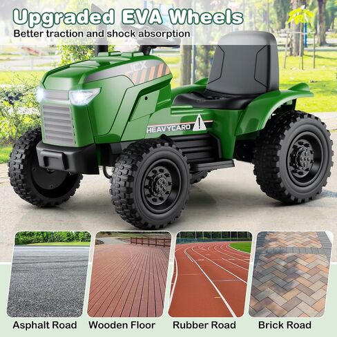 Costzon Ride On Tractor مع Trailer ، و 12 V للبطارية الكهربائية مع التحكم عن بعد ، والموسيقى والأضواء ، وركوب جرار الأطفال على عجلات Eva المقاومة للصدمات ، والهدية (إطارات إيفا ، الأخضر الداكن) in Saudi Arabia