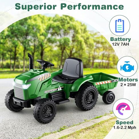 Costzon Ride On Tractor مع Trailer ، و 12 V للبطارية الكهربائية مع التحكم عن بعد ، والموسيقى والأضواء ، وركوب جرار الأطفال على عجلات Eva المقاومة للصدمات ، والهدية (إطارات إيفا ، الأخضر الداكن) in Saudi Arabia