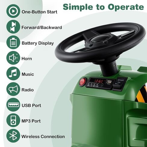 Costzon Ride On Tractor مع Trailer ، و 12 V للبطارية الكهربائية مع التحكم عن بعد ، والموسيقى والأضواء ، وركوب جرار الأطفال على عجلات Eva المقاومة للصدمات ، والهدية (إطارات إيفا ، الأخضر الداكن) in Saudi Arabia