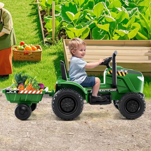 Costzon Ride On Tractor مع Trailer ، و 12 V للبطارية الكهربائية مع التحكم عن بعد ، والموسيقى والأضواء ، وركوب جرار الأطفال على عجلات Eva المقاومة للصدمات ، والهدية (إطارات إيفا ، الأخضر الداكن) in Saudi Arabia