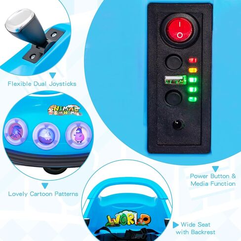 Costzon Bumper Car for Kids, 12V Electric Ride on Bumper W/Remote Control, 360 Degree Spin, Flashing Lights, Built-in Music & Wireless Connection, Toddler Bumper Cars for Boys Girls 3-8 Gift (Blue) in Saudi Arabia