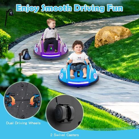Costzon Bumper Car for Kids, 12V Electric Ride on Bumper W/Remote Control, 360 Degree Spin, Flashing Lights, Built-in Music & Wireless Connection, Toddler Bumper Cars for Boys Girls 3-8 Gift (Blue) in Saudi Arabia