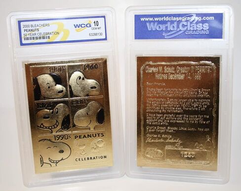 Hkestg Snoopy Peanuts 23k Gold Card منحوتة 50th Charlie Brown Gem Mint 10+ in Saudi Arabia