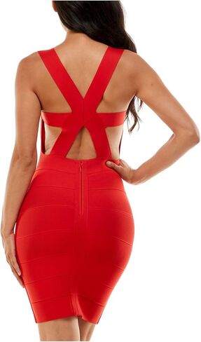 bebe Bandage X-Back Dress Red XL in Saudi Arabia