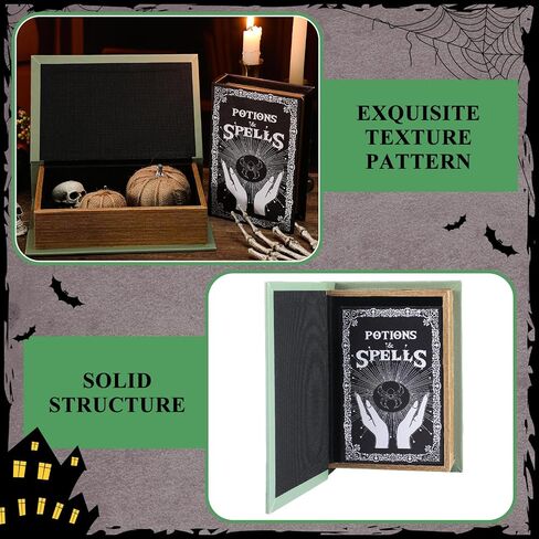 Set of 2 Magic Nesting Halloween Books Russian Doll Style Hidden Books Eerie Green Black and White Density Board Spooky Holiday Themed Fake Book Ideal for Halloween Magic Themed Parties in Saudi Arabia